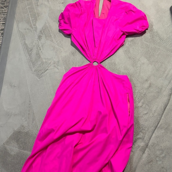 Staud Calypso PINK Bougainvillea Cut Out Maxi A-Line Dress sz L - Picture 4 of 11